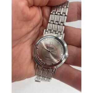 Omega Quartz Watch Stainless Steel Crystal Accents Swiss Wristwatch NONWORKING